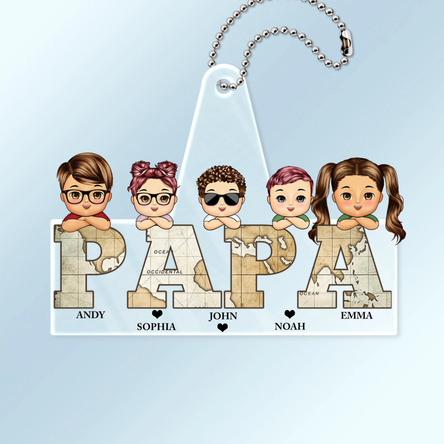 PAPA/OPA-Personalisierter Acrylanhänger mit Kinder