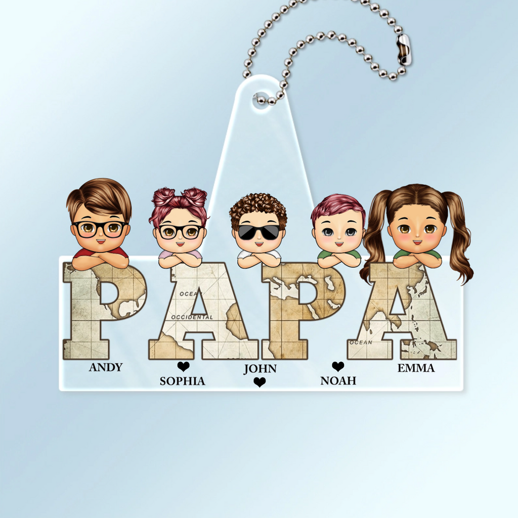 PAPA/OPA-Personalisierter Acrylanhänger mit Kinder