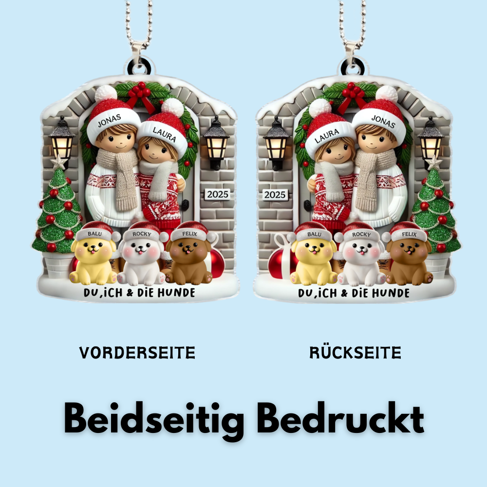 Personalisiertes Weihnachtsornament für Paar mit optionalem Haustier Hund Katze