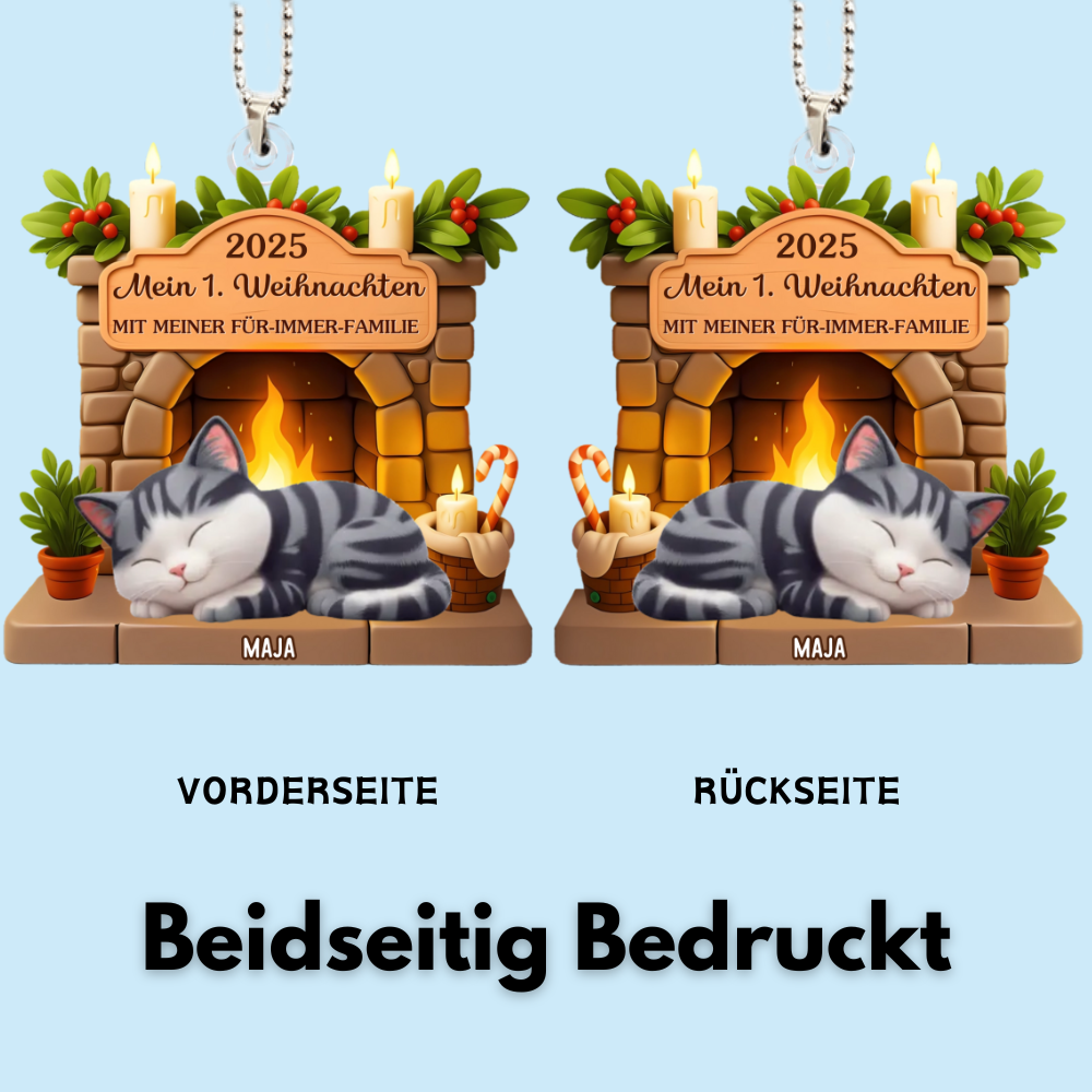 Mein Erstes Weihnachten-Personalisierter Acrylanhänger mit Katze Christbaumschmuck mit Katze