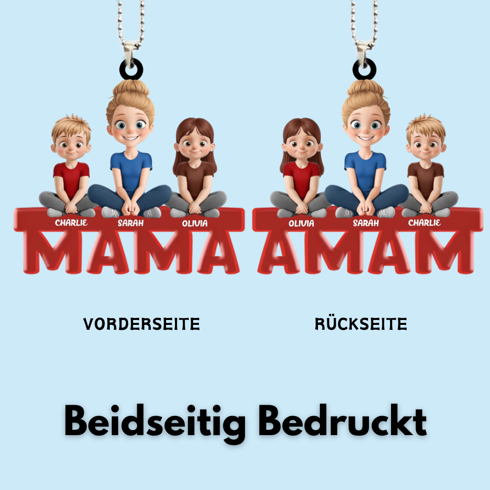 Personalisierter Acrylanhänger mit Mama und Kinder Autoanhänger für Mutter