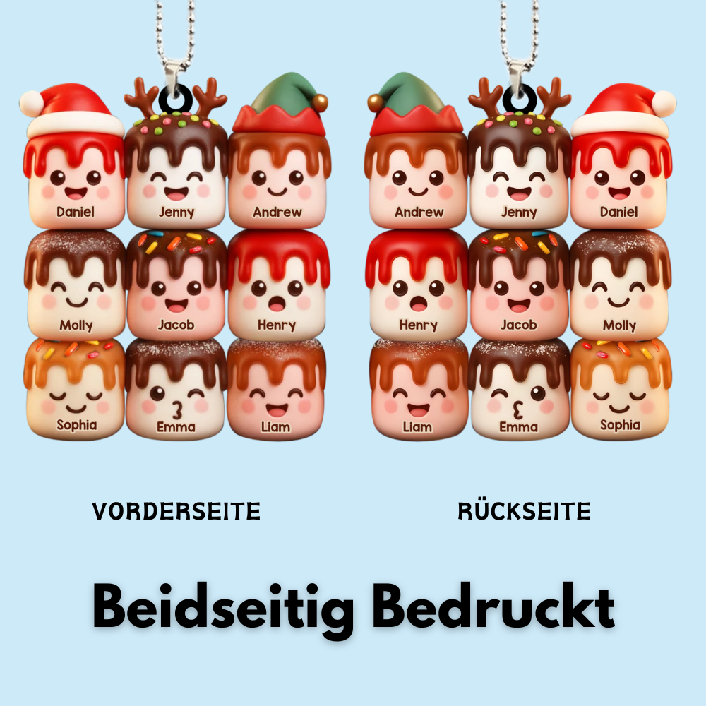 Marshmallow-Personalisierter Acrylanhänger mit Namen Christbaumschmuck für Familie