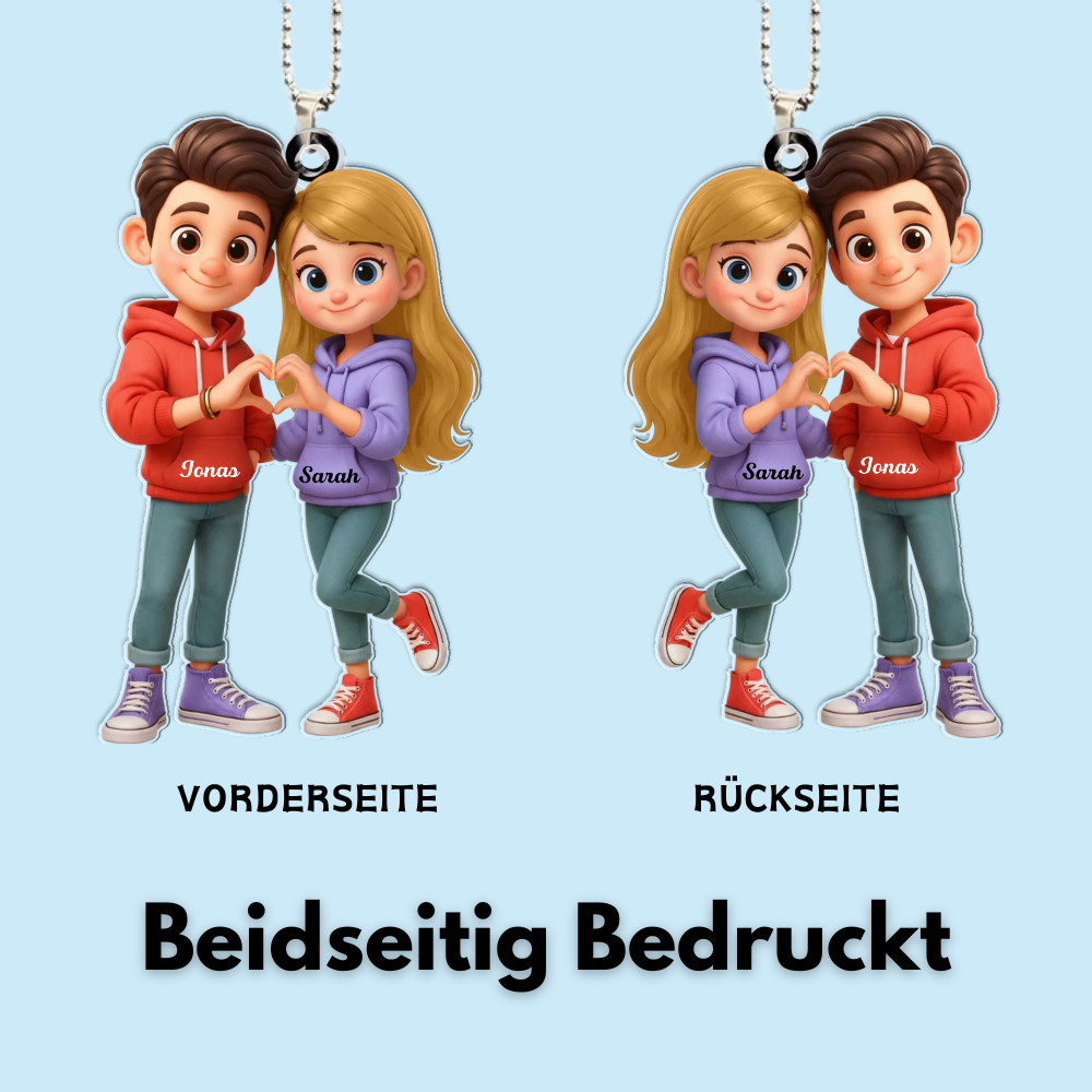Paar mit Namen Personalisierte Autoanhänger aus Acryl