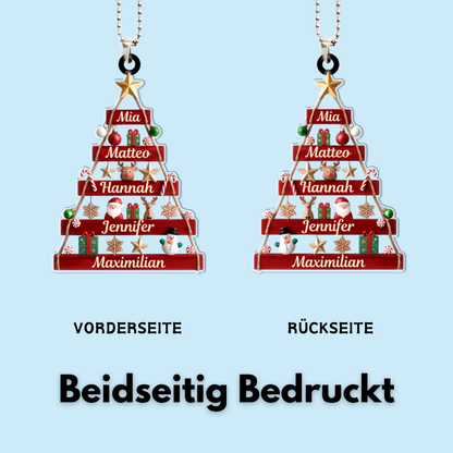 Acrylornament mit 2-6 Namen Personalisierter Christbaumschmuck für Familie