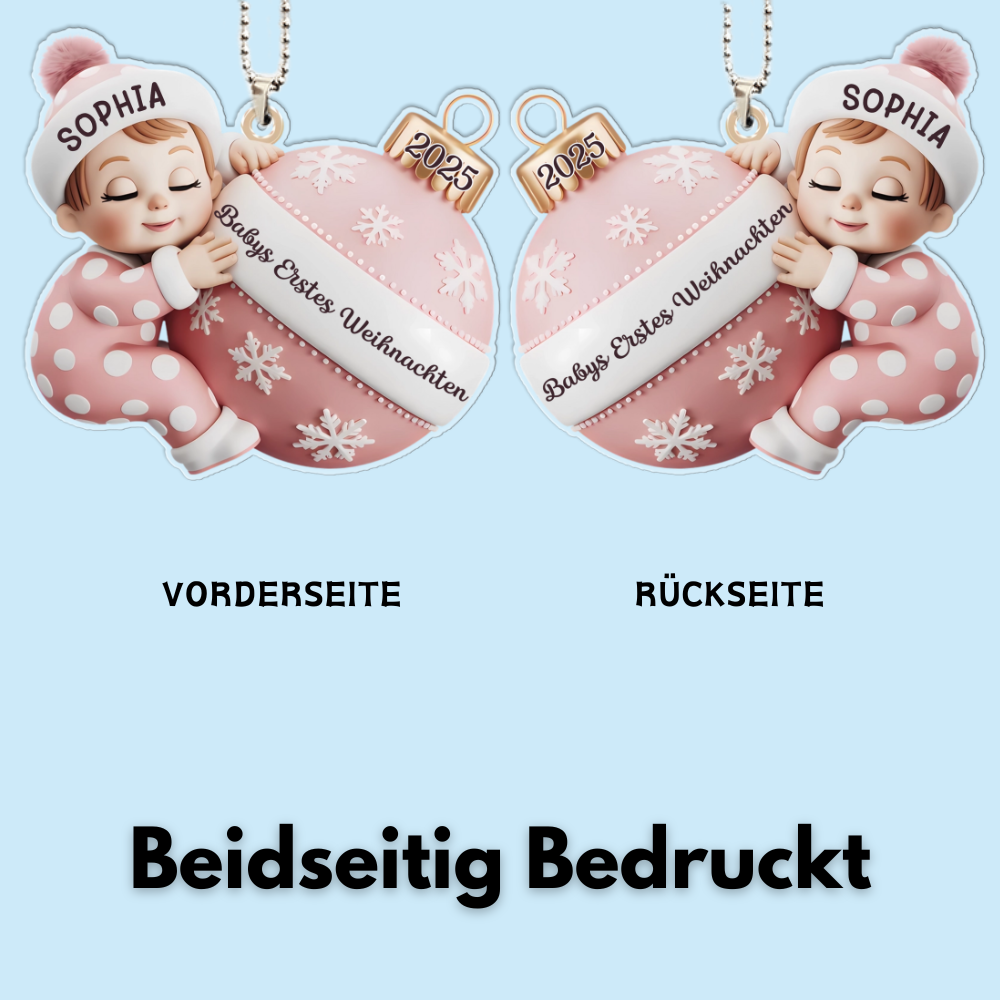 "Babys Erstes Weihnachten" Acryl-Anhänger mit Name Personalisierter Weihnachtschmuck