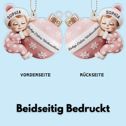 "Babys Erstes Weihnachten" Acryl-Anhänger mit Name Personalisierter Weihnachtschmuck