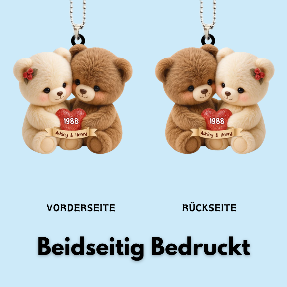 Teddybär-Paar Personalisierter Acrylanhänger mit Namen