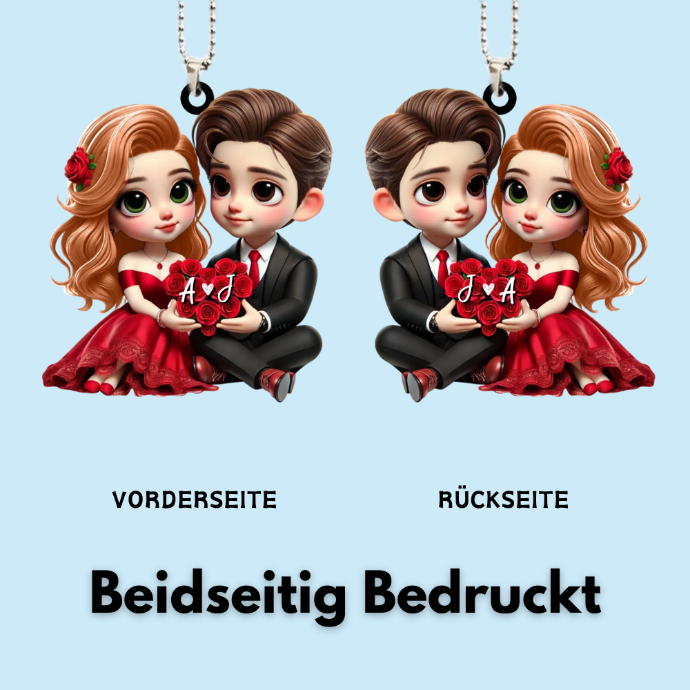 Pärchen mit Rosen Autoanhänger aus Acryl Geschenk für Paar