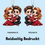 Pärchen mit Rosen Autoanhänger aus Acryl Geschenk für Paar