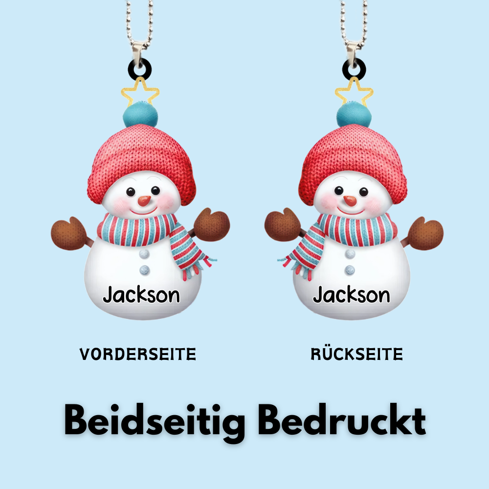 Schneemännchen Acrylornament Personalisierter Christbaumschmuck mit 1-15 Namen