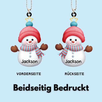 Schneemännchen Acrylornament Personalisierter Christbaumschmuck mit 1-15 Namen