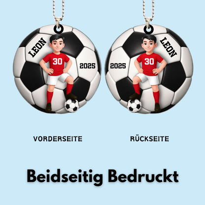 Personalisierter Acrylanhänger mit Fußballkind Geschenk für Junge und Mädchen