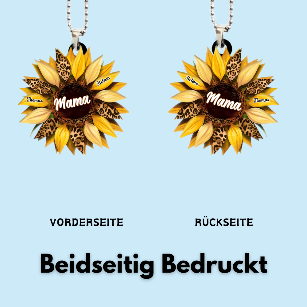 Sonnenblume – Personalisierter Acryl-Autoanhänger