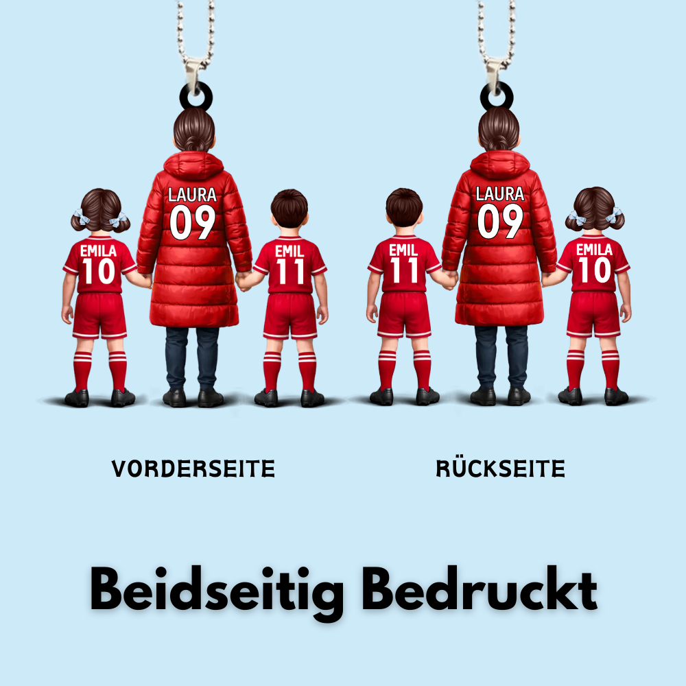 Fußballmama und Kinder-Personalisierter Acrylanhänger´mit Trikots