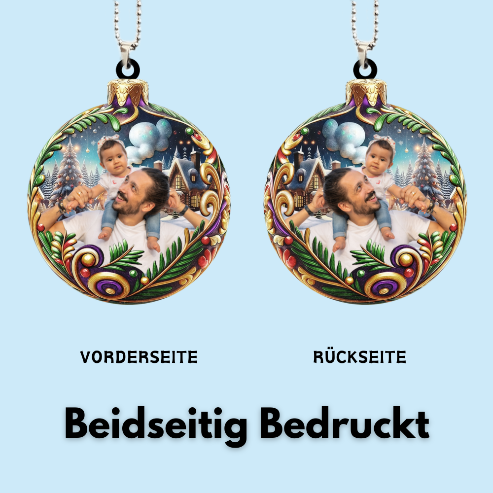 Chrisitbaumschmuck mit Blumenmuster Foto-Ornament für Familie
