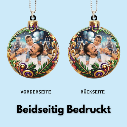 Chrisitbaumschmuck mit Blumenmuster Foto-Ornament für Familie