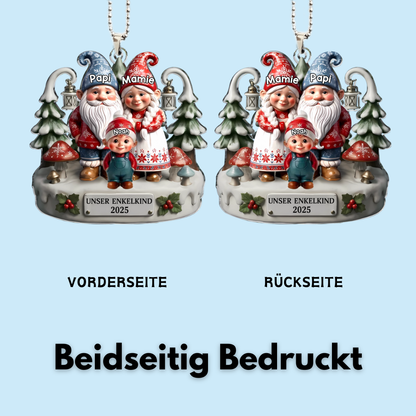 Zwergenfamilie - Acrylanhänger mit 1-15 Kinder Christbaumschmuck für Eltern, Opa und Oma