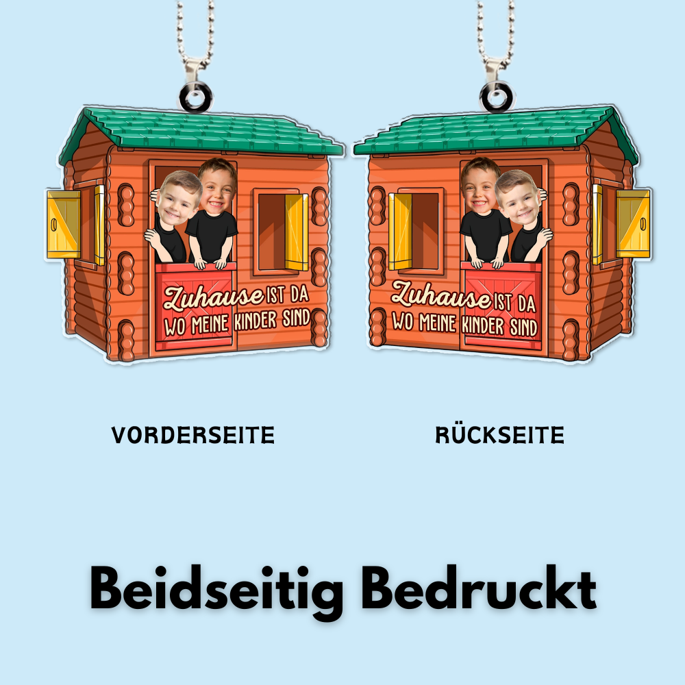 Zuhause ist... Personalisierter Autoanhänger aus Acryl mit Fotos Geschenk für Papa und Mama