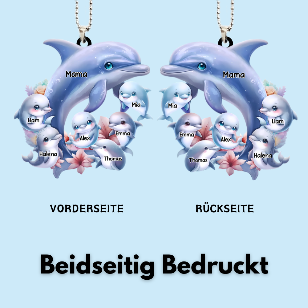 Personalisierter Anhänger mit Delfinen Geschenk für Mama und Oma