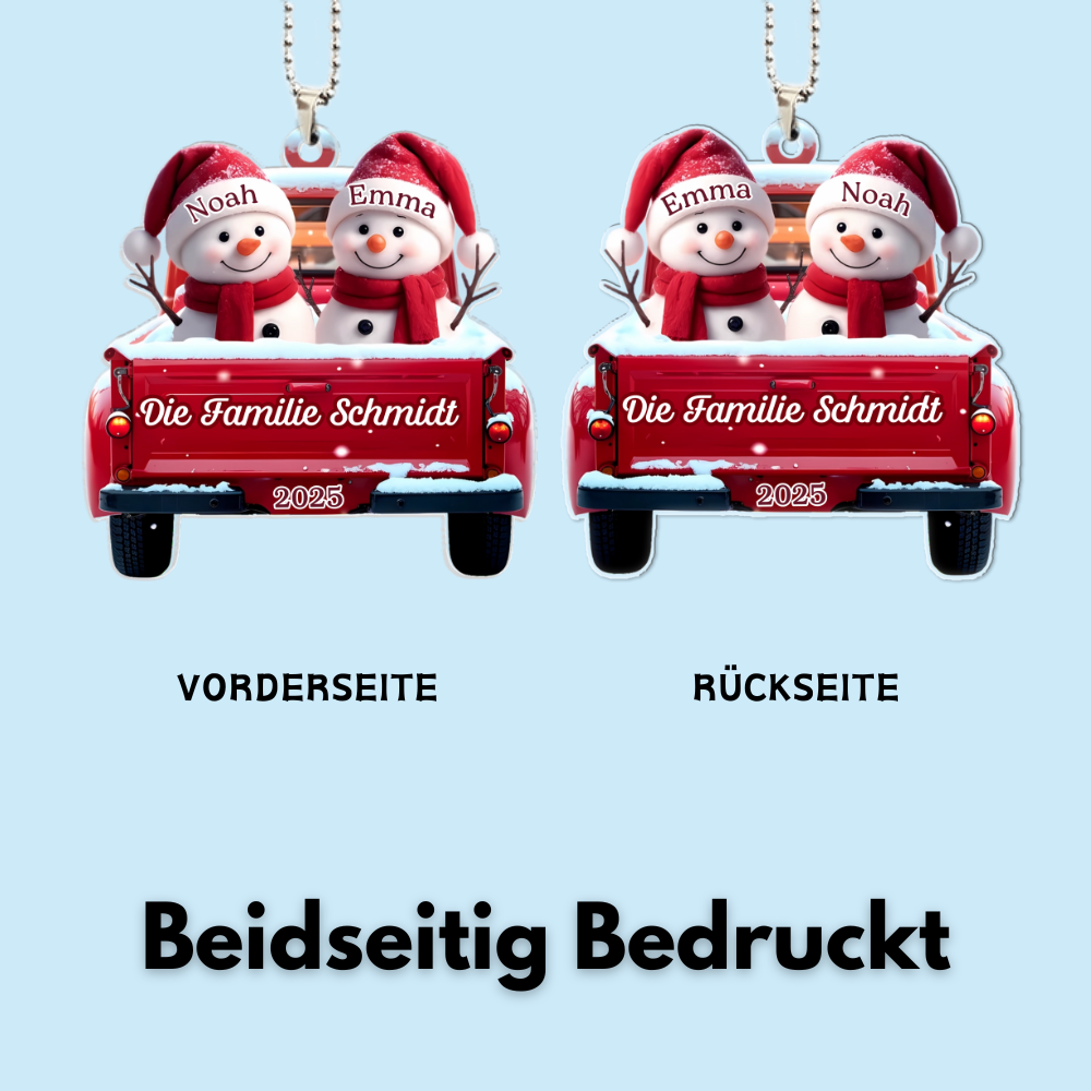 Acryl-Ornament Personalisierter Christbaumschmuck mit Schneemänner für Familie