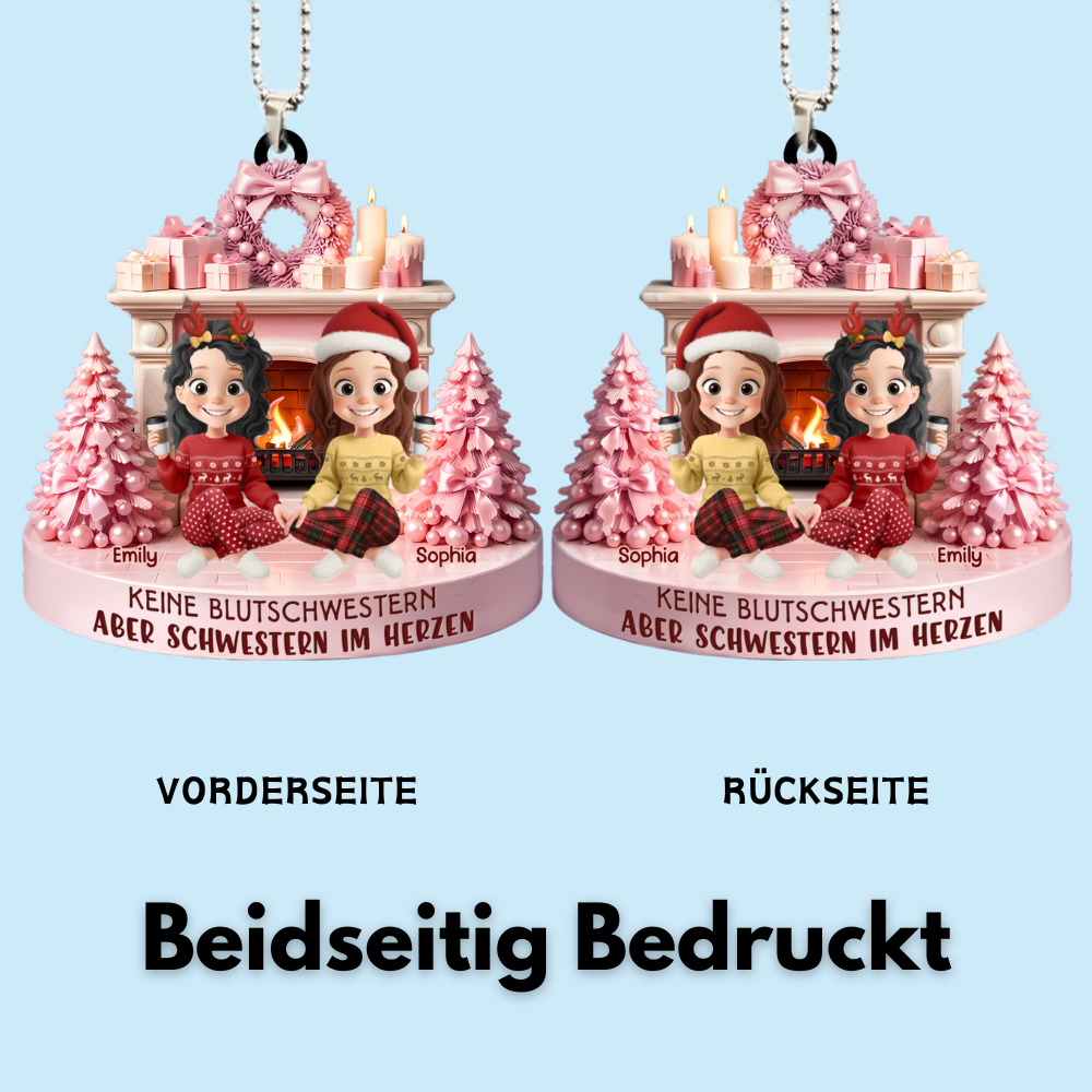 Beste Freundinnen am Kamin Personalisierter Acrylanhänger mit 2-5 Frauen Chrisbaumschmuck für Freunde