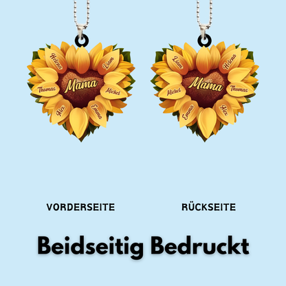 Sonnenblume in Herzform-Personalisierter Anhänger mit Namen