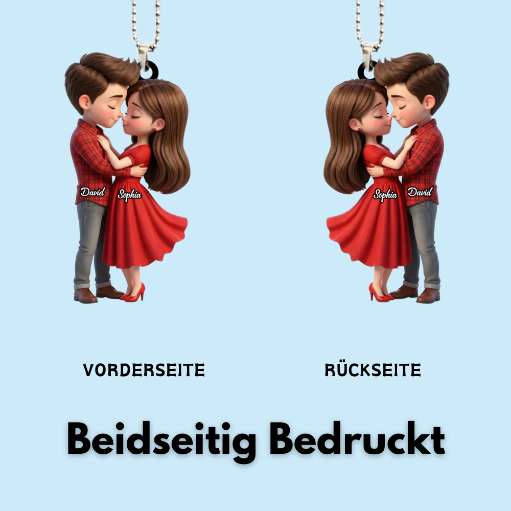 Paar in Rot-Personalisierter Acrylanhänger mit Namen Geschenk für Paar