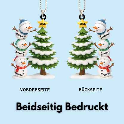 Personalisierter Acrylanhänger mit Schneemännern Christbaumschmuck mit 2-8 Namen