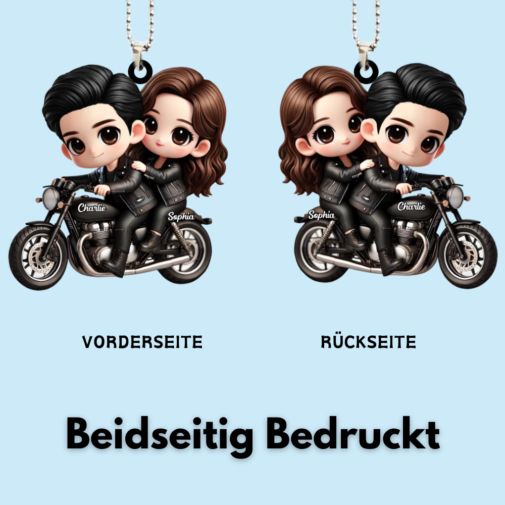 Pärchen auf Motorrad Autoanhänger aus Acryl Geschenk für Paar