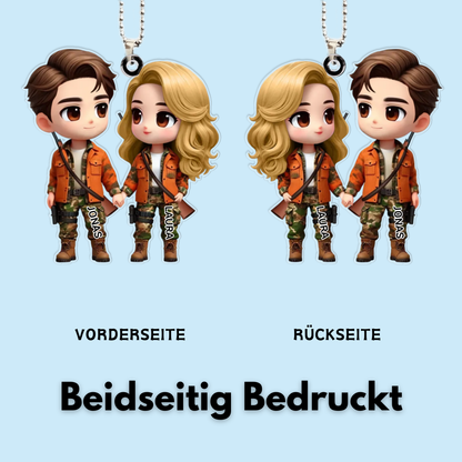 Cartoon Paar Personalisierte Autoanhänger aus Acryl Geschenk für Paaar