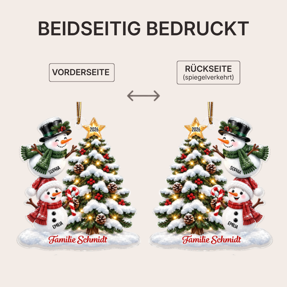 Personalisierter Acryl-Weihnachtsanhänger – Schneemann-Motiv