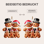 Personalisierter Acryl-Weihnachtsanhänger – Lebkuchenfamilie, beidseitig bedruckt