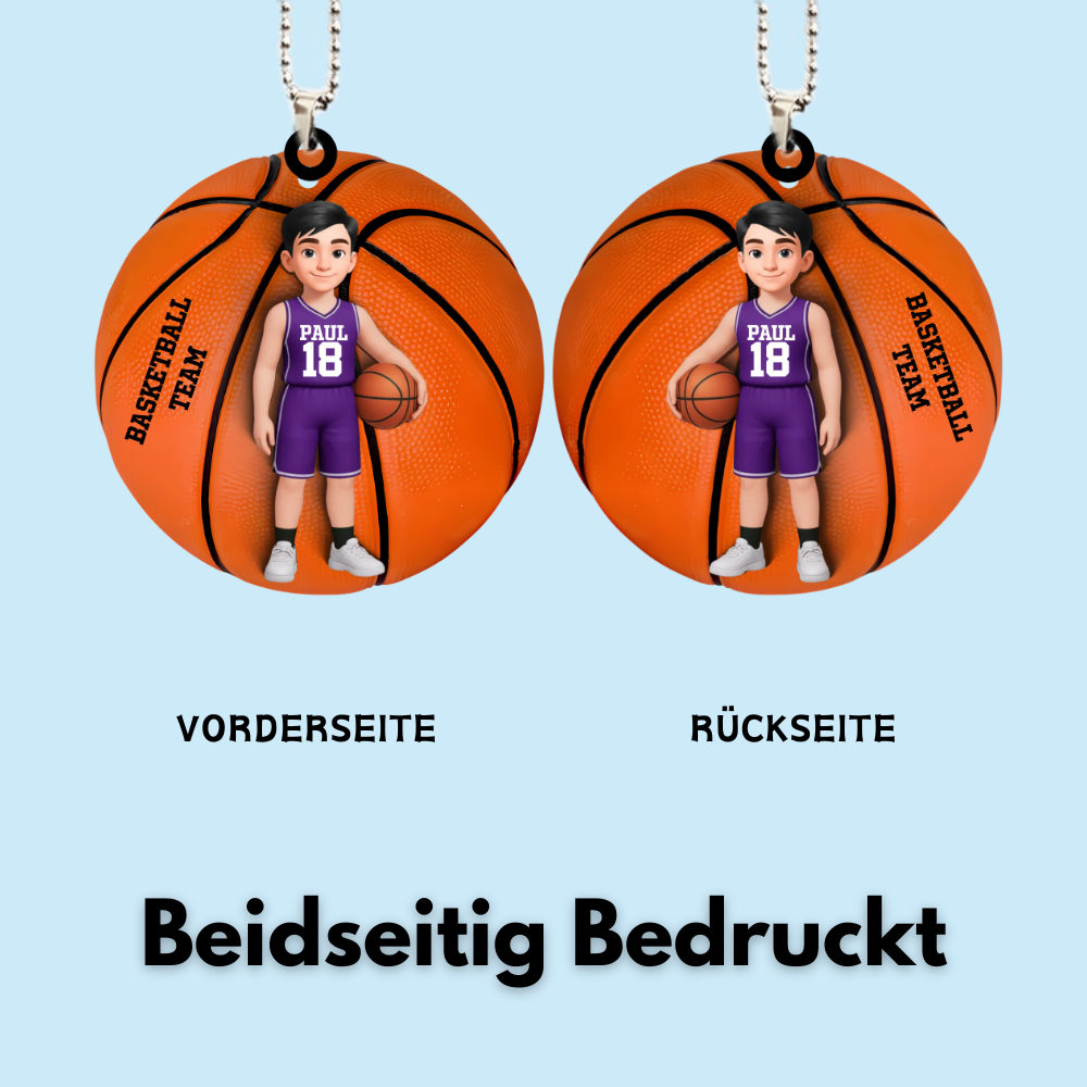 Personalisierter Acrylanhänger mit Basketballkind Geschenk für Junge und Mädchen