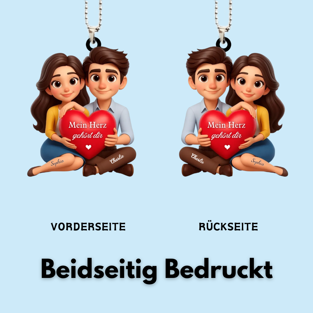 Paar mit Herz-Personalisierter Acrylanhänger mit Namen und Text
