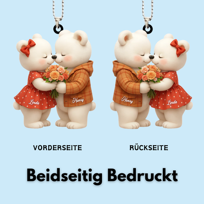 Eisbärenpaar-Personalisierter Acrylanhänger mit Namen Geschenk für Paar