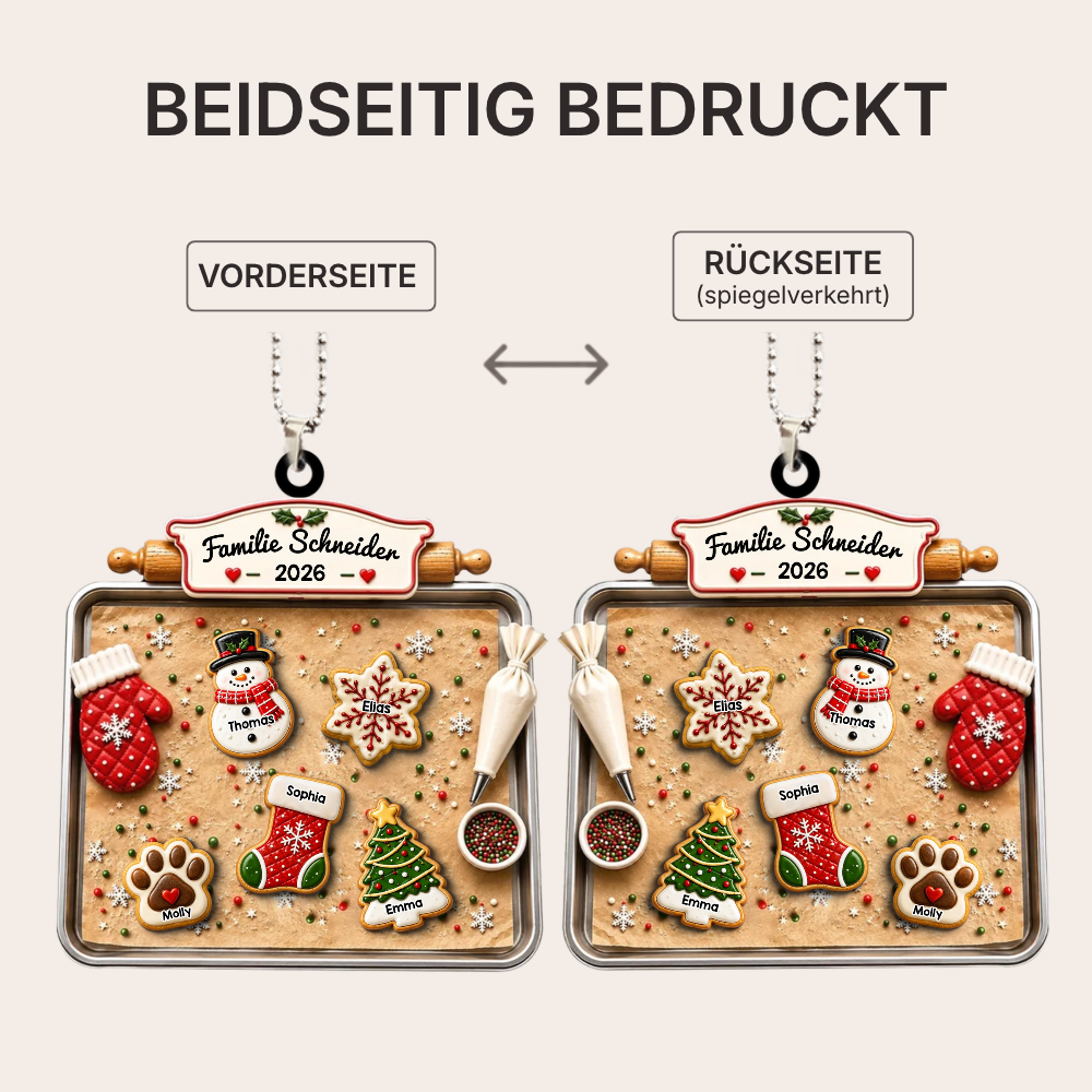 Personalisierter Acryl-Weihnachtsanhänger – Lebkuchen-Motiv