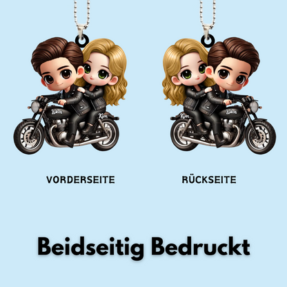 Pärchen auf Motorrad Autoanhänger aus Acryl Geschenk für Paar