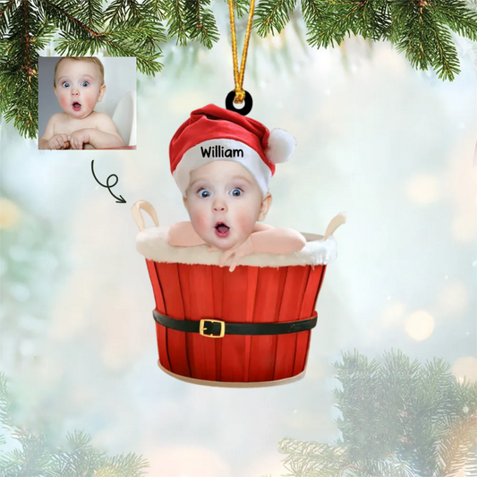 Baby Foto Duschwanne Weihnachtsschmuck mit Name Acylschmuck