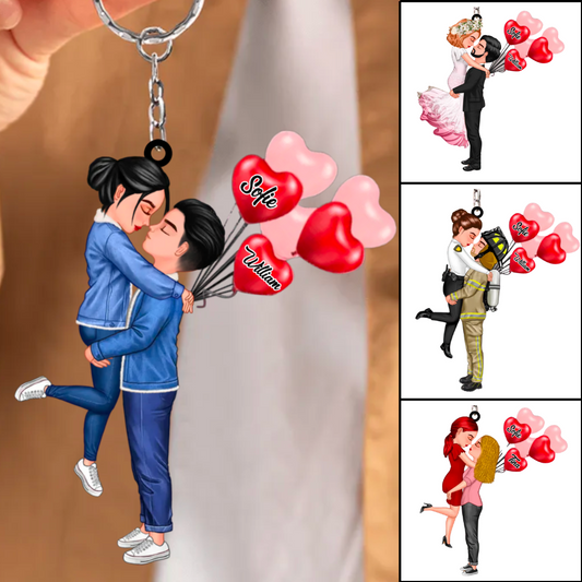 Acryl Schlüsselanhänger Personalisierte Puppe mit Luftballons für Liebspaar mit mehreren Kostümen