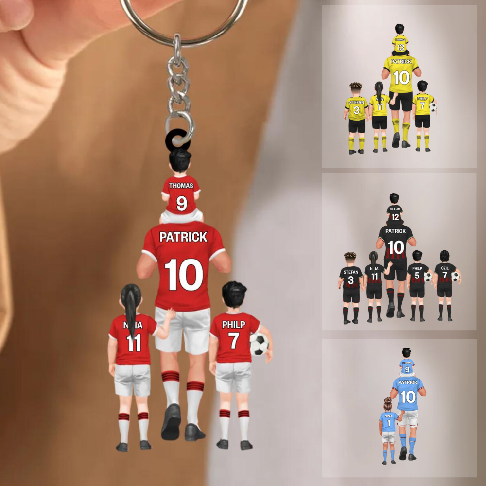 Papas Fußballmannschaft Acryl-Schlüsselanhänger Vater und Kinder