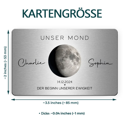 Unser Mond-Personalisierte Brieftasche-Karte mit Mondphase, Namen und Text Geschenk für Paar