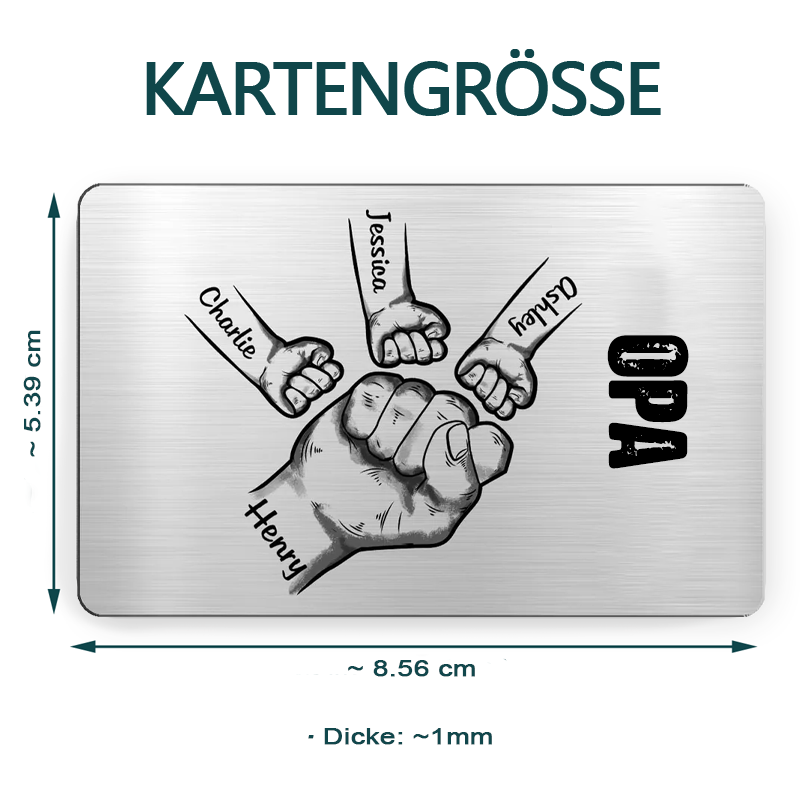 Fausstoß Wallet Card Personalisierte Brieftasche-Karte mit Namen und Text Geschenk für Papa und Opa