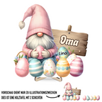 Personalisierte Holztafel mit Zwerge und Ostereier Geschenk zu Ostern für Oma