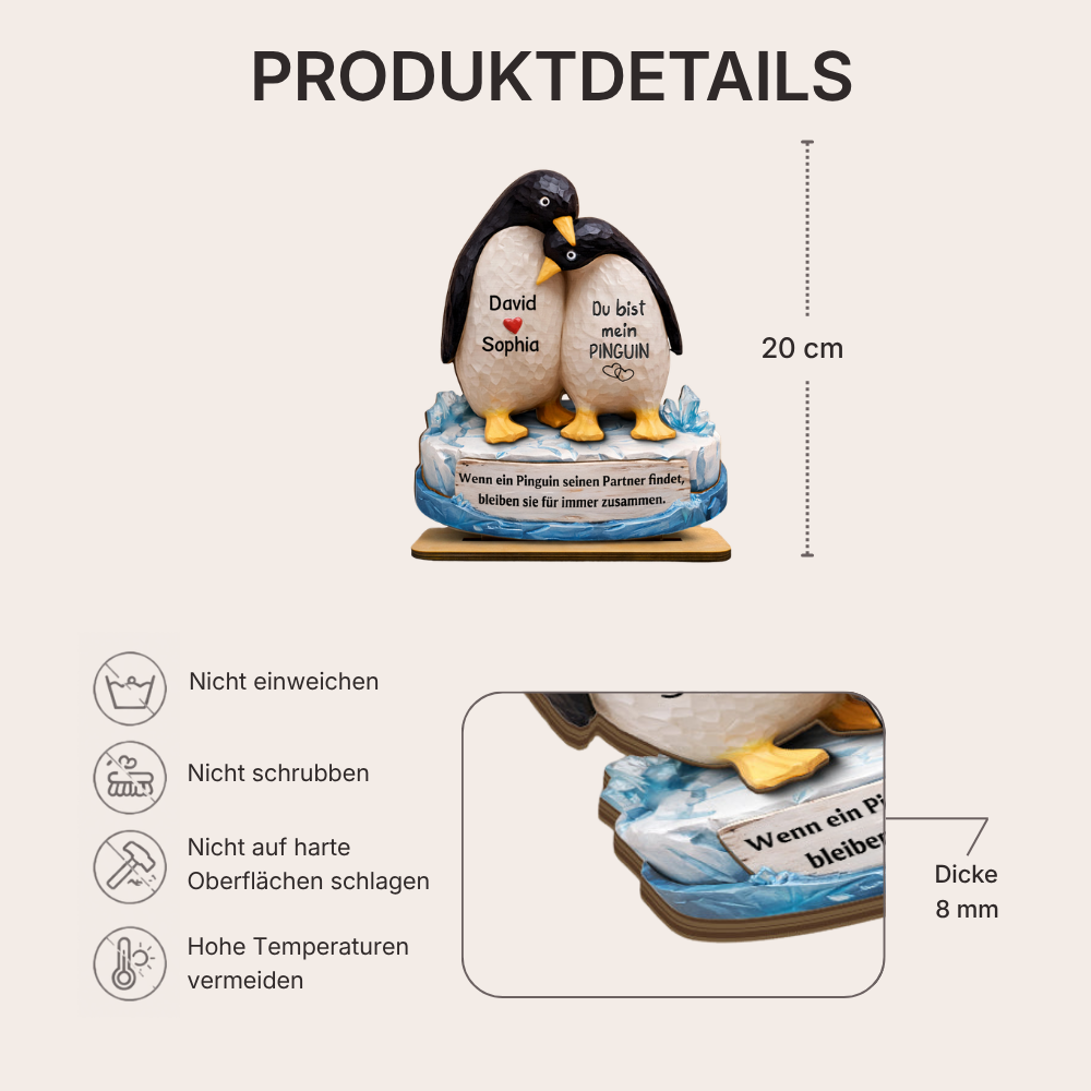 Du bist mein Penguin- Personalisierter Holzaufsteller mit Namen Geschenk für Paar
