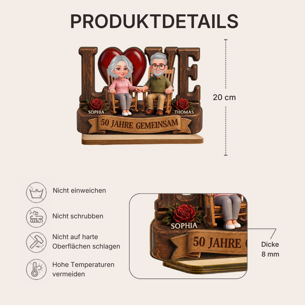 Personalisierter Holzaufsteller für Paare mit LOVE-Motiv und Wunschjahr Geschenk zum Jahrestag
