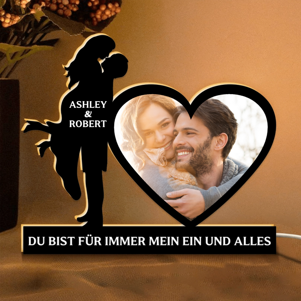 Personalisierte Lichtbox mit Foto, Namen und Spruch Geschenk für Paar