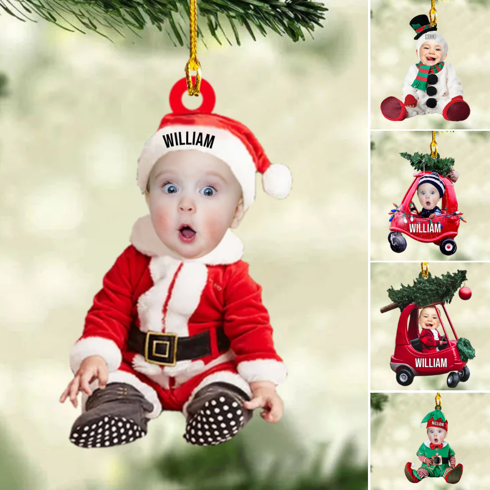 Baby Foto Weihnachtsschmuck mit Name