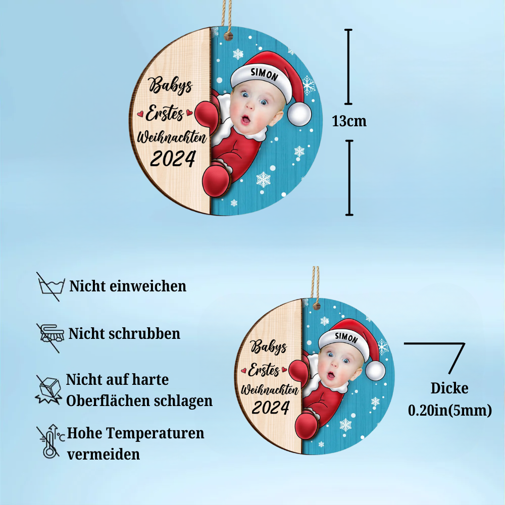 Babys Erstes Weihnachten-Foto Holz-Weihnachtsanhänger