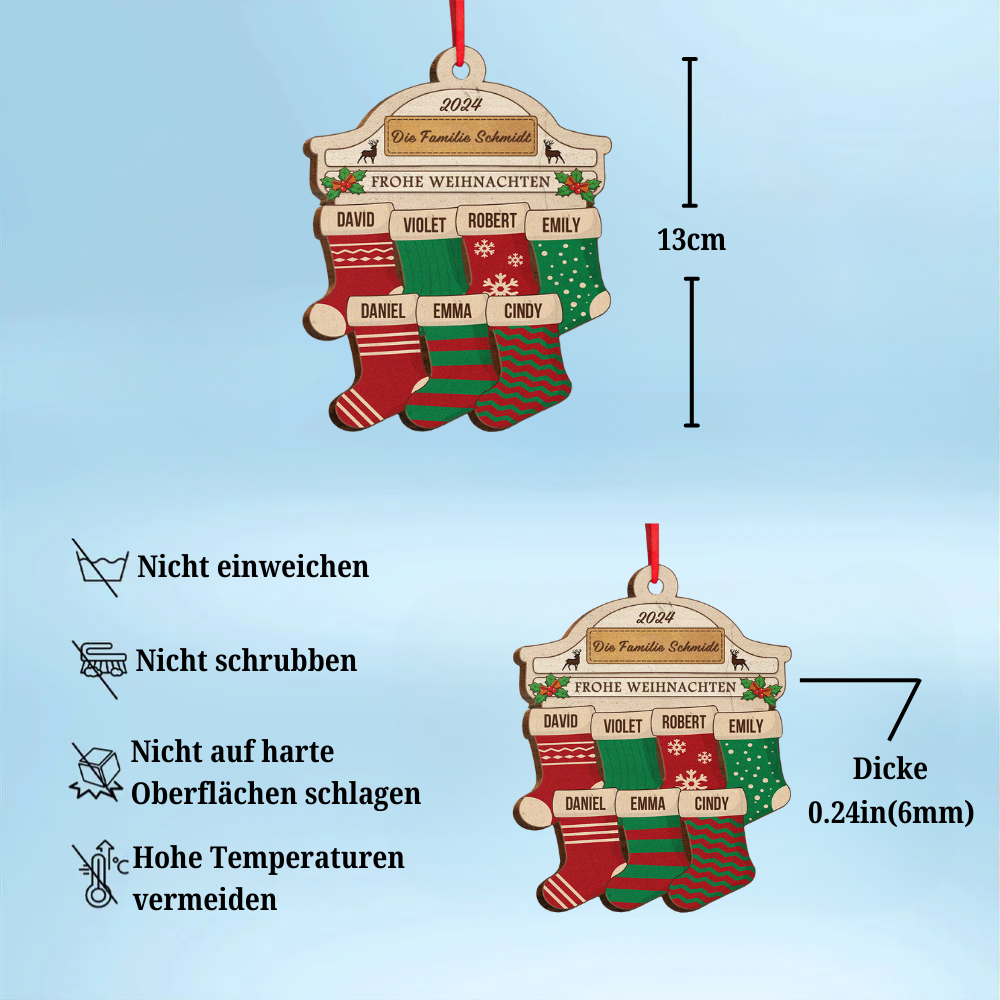 Weihnachtsstrümpfe-Holz Weihnachtsanhänger Personalisierbar Christbaumschmuck