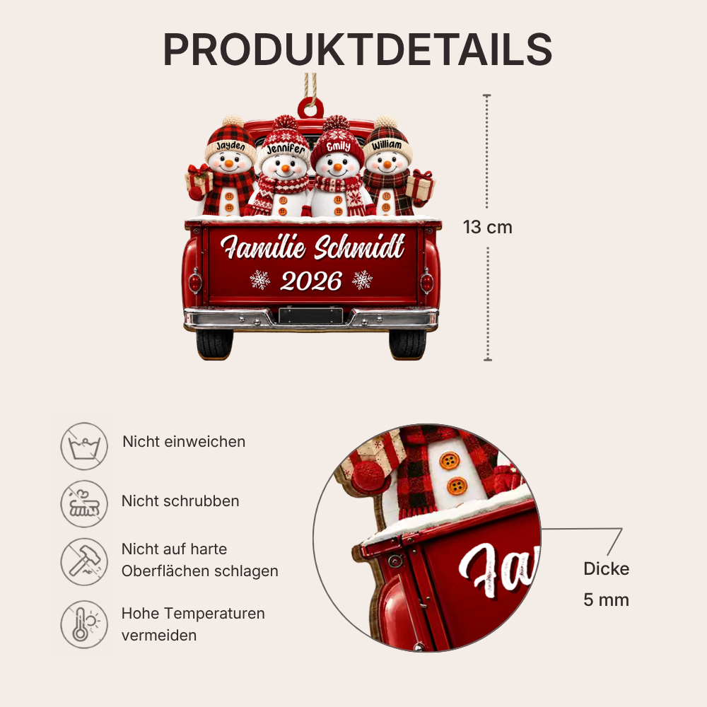 Personalisierter Holz-Weihnachtsanhänger – Schneemann-Motiv mit Namen & Text